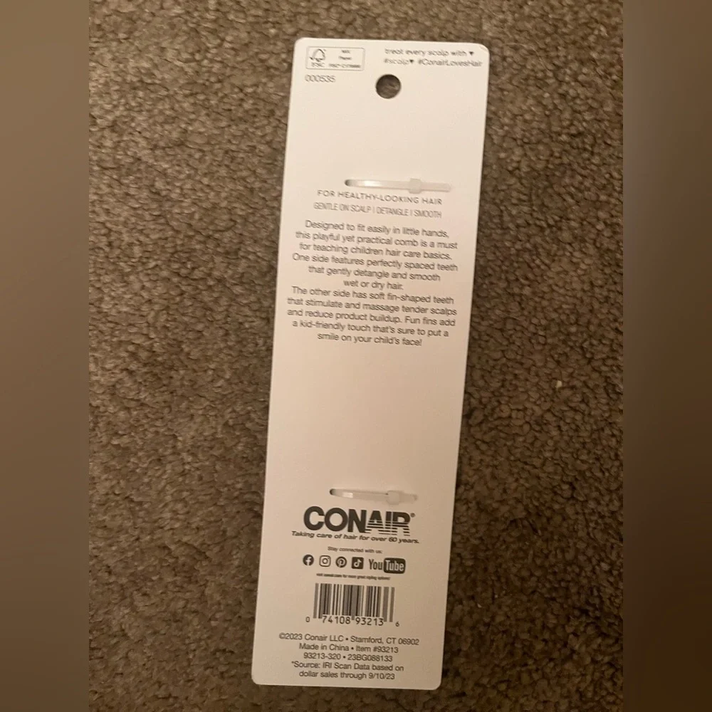 Conair Kids Green Comb w| Scales for Scalp Massage *BRAND NEW/ NEVER USED*